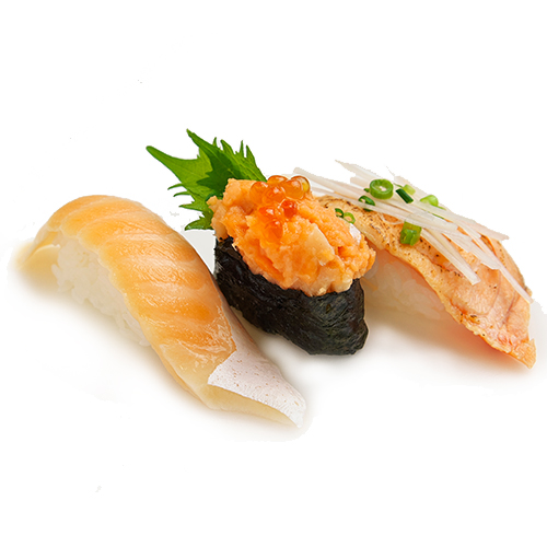 サーモン三貫盛り　わさび抜き